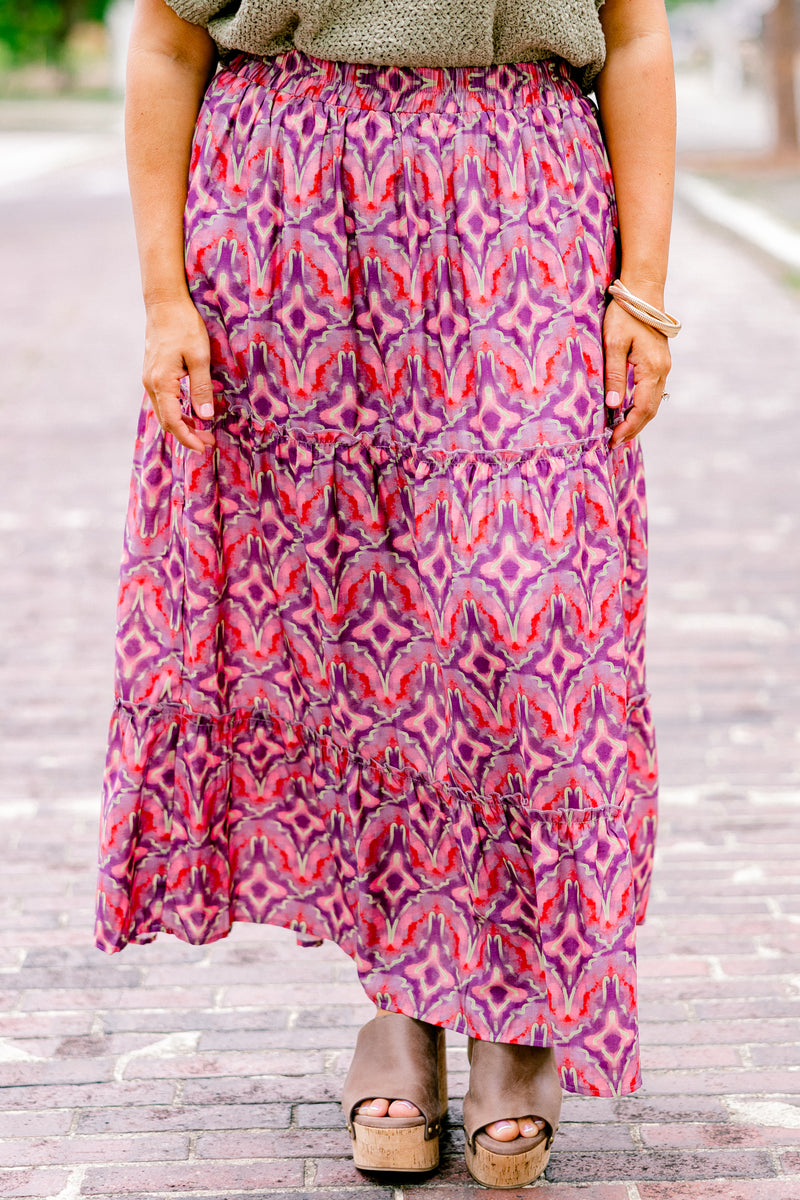 Women's Whimsical Woman Maxi Dress Skirt, Pink