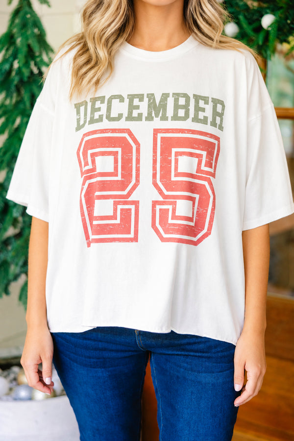 Chic Soul plus size clothing, white oversized slightly cropped vintage wash tee with 