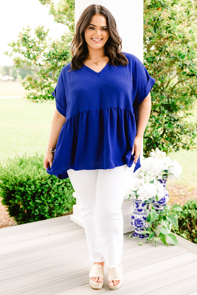 Wide Eyed Gaze Top, Royal Blue Wide Eyed Gaze Top, Royal Blue