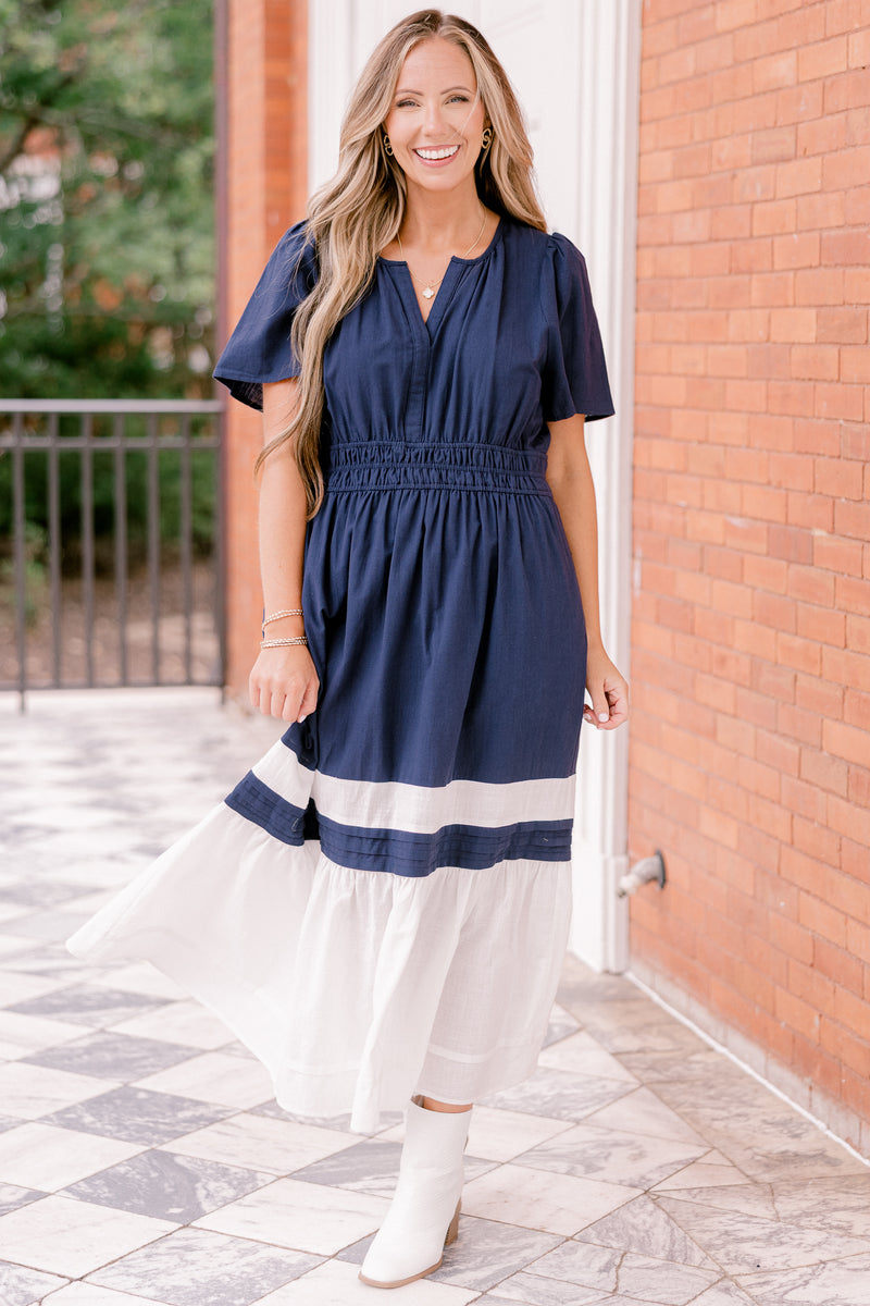Women's Wish Me Joy Dress, Blue | Size: 1X By Chic Soul