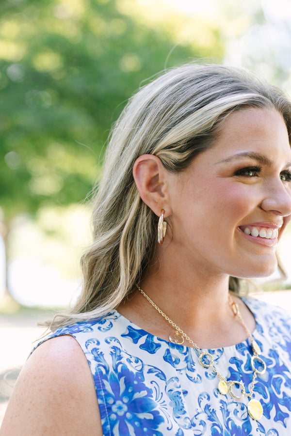 Chic Soul plus size clothing, gold plated open hoop earrings with post backs