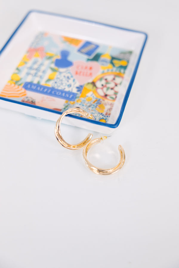 Chic Soul plus size clothing, gold plated open hoop earrings with post backs