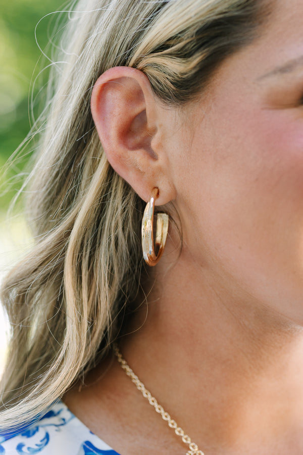Chic Soul plus size clothing, gold plated open hoop earrings with post backs