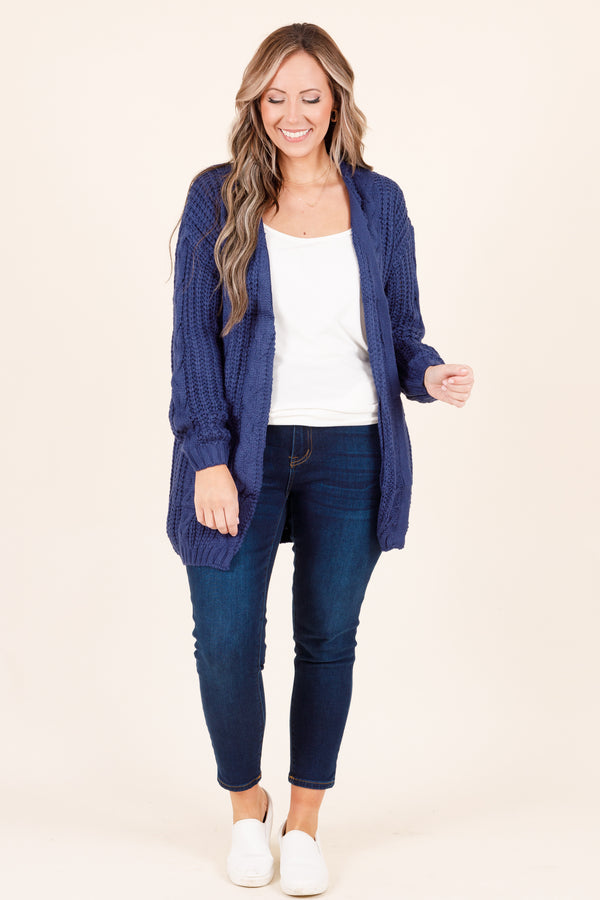 Dark blue cardigan outfit sale