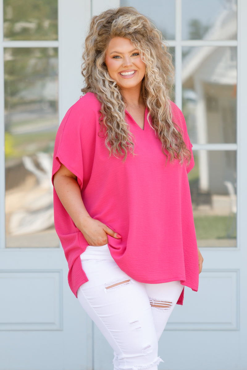 Wondering About You Top, Hot Pink – Chic Soul