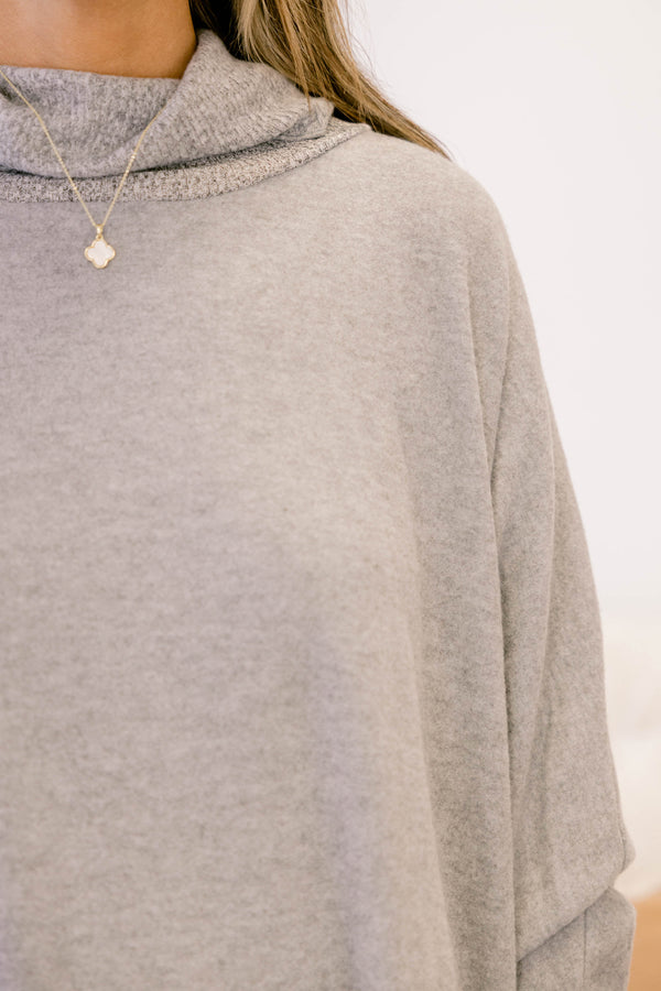 Chic Soul plus size clothing, grey long sleeve turtle neck sweater 