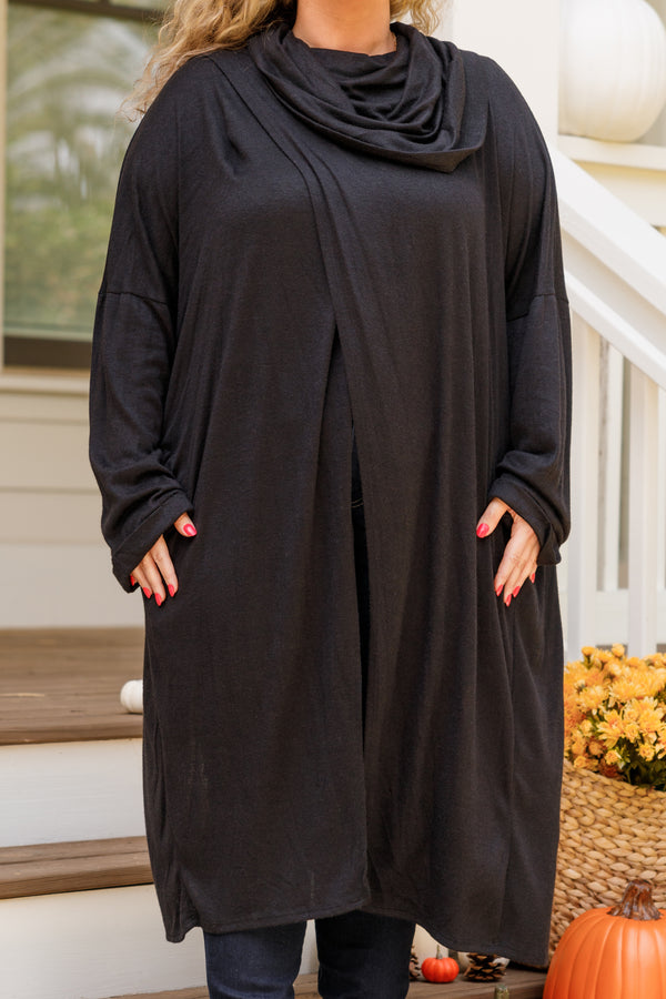 Chic Soul plus size clothing, black wrap cardigan