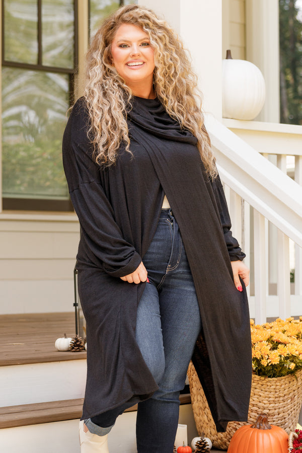 Chic Soul plus size clothing, black wrap cardigan