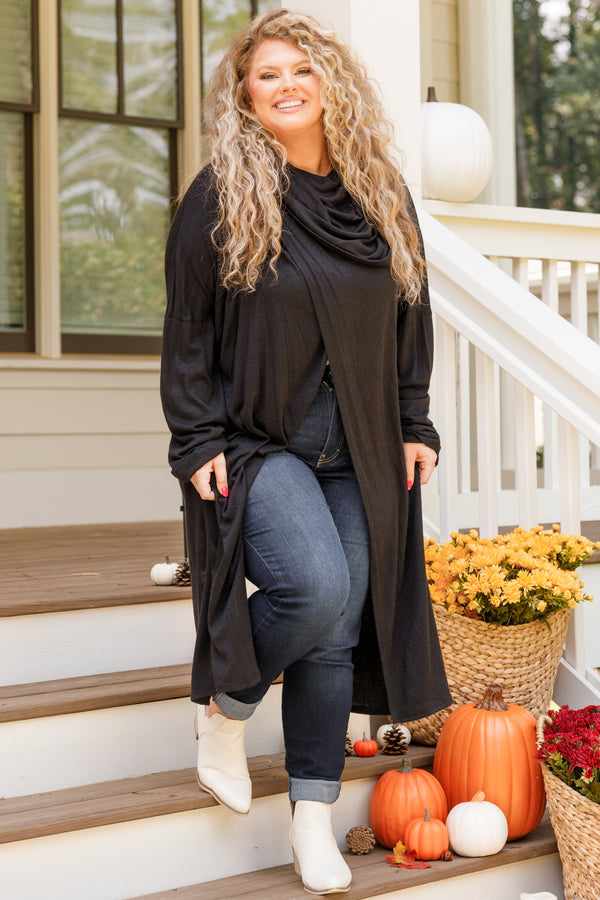 Chic Soul plus size clothing, black wrap cardigan