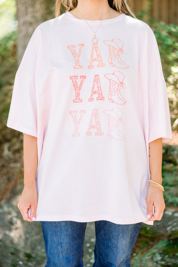 Chic Soul plus size clothing, blush pink graphic boyfriend tee with 