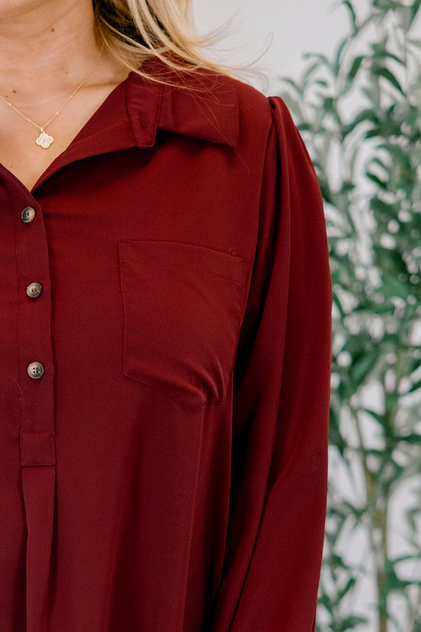 Chic Soul plus size clothing, short burgundy dress with drop waist