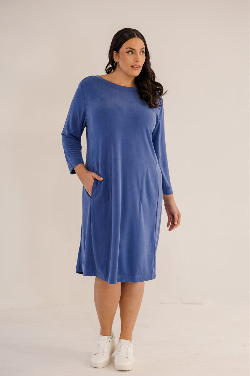 Women's Audrey Boatneck Dress, Blue