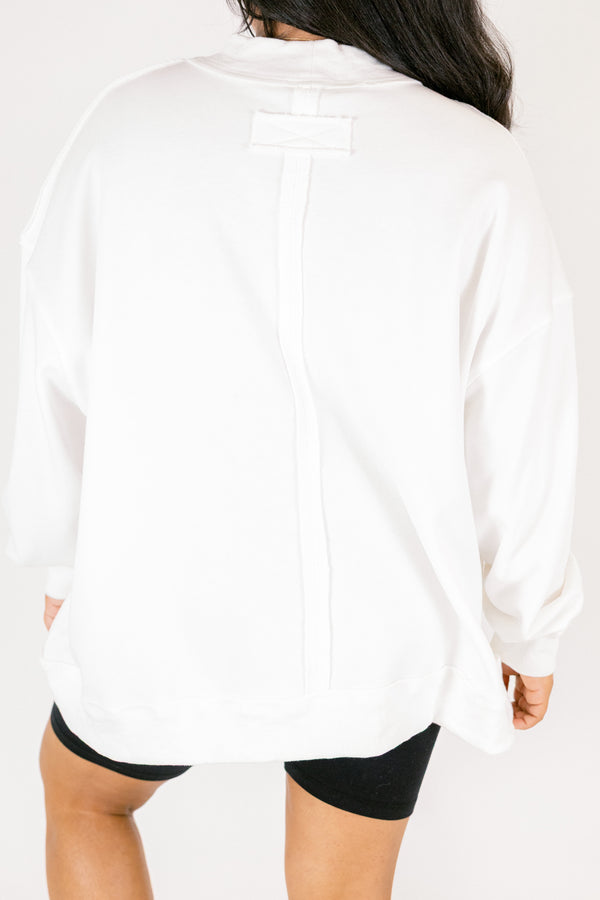 Chic Soul plus size clothing, off white long sleeve mockneck with AL block leopard print letters