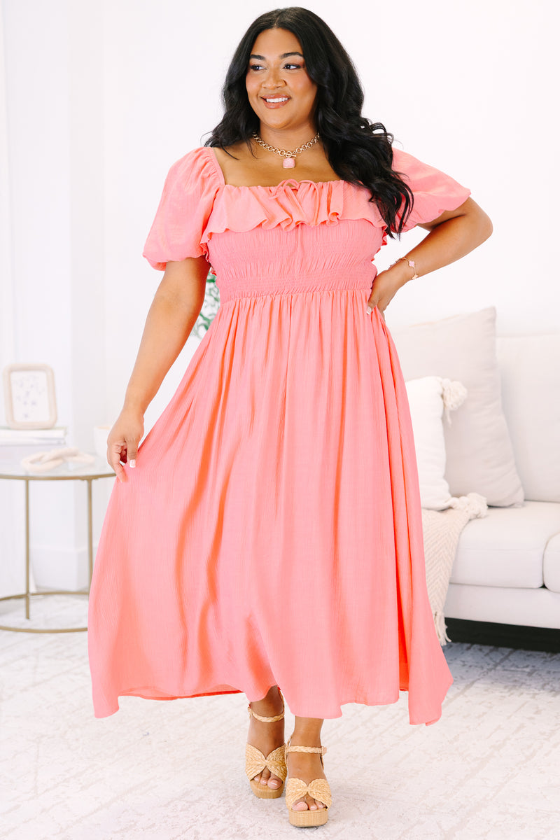 All The Attention Dress, Coral  Chic Soul