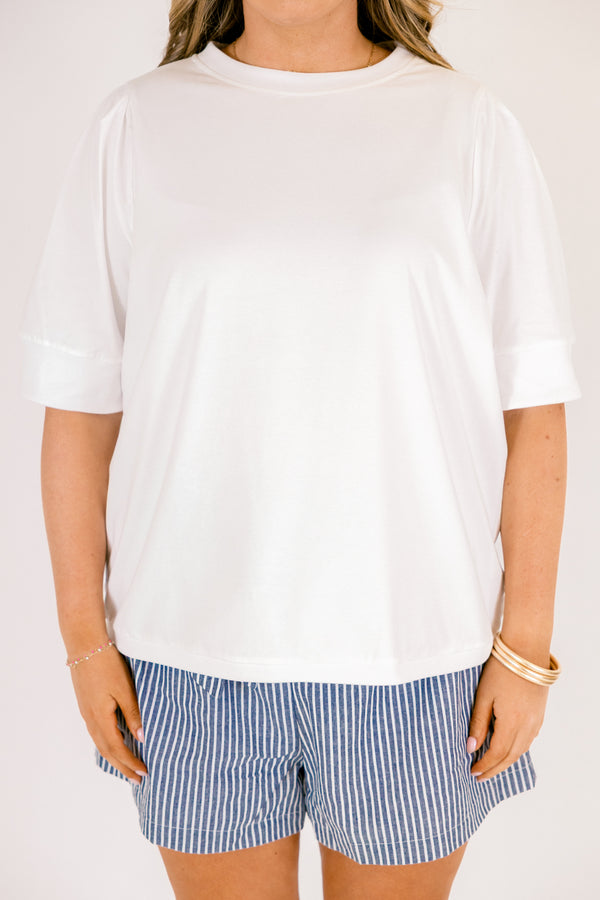 Chic Soul plus size clothing, white short sleeve crew neck tee
