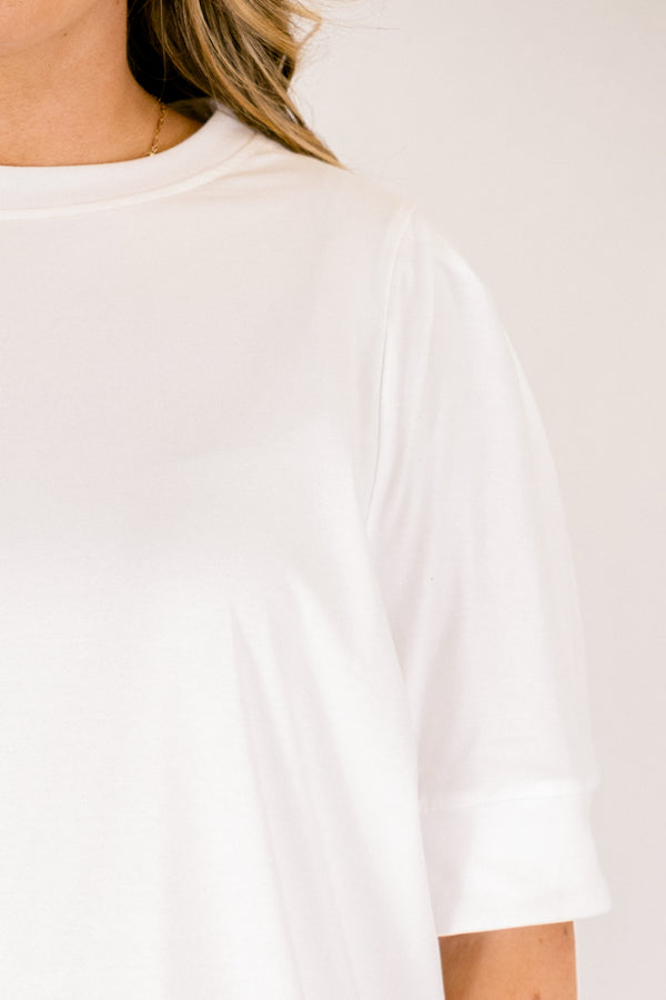 Chic Soul plus size clothing, white short sleeve crew neck tee