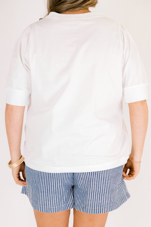 Chic Soul plus size clothing, white short sleeve crew neck tee