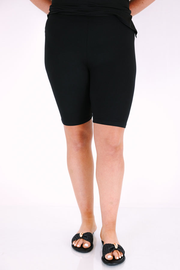 Chic Soul plus size clothing, black lounge wear short sleeves top and biker shorts set