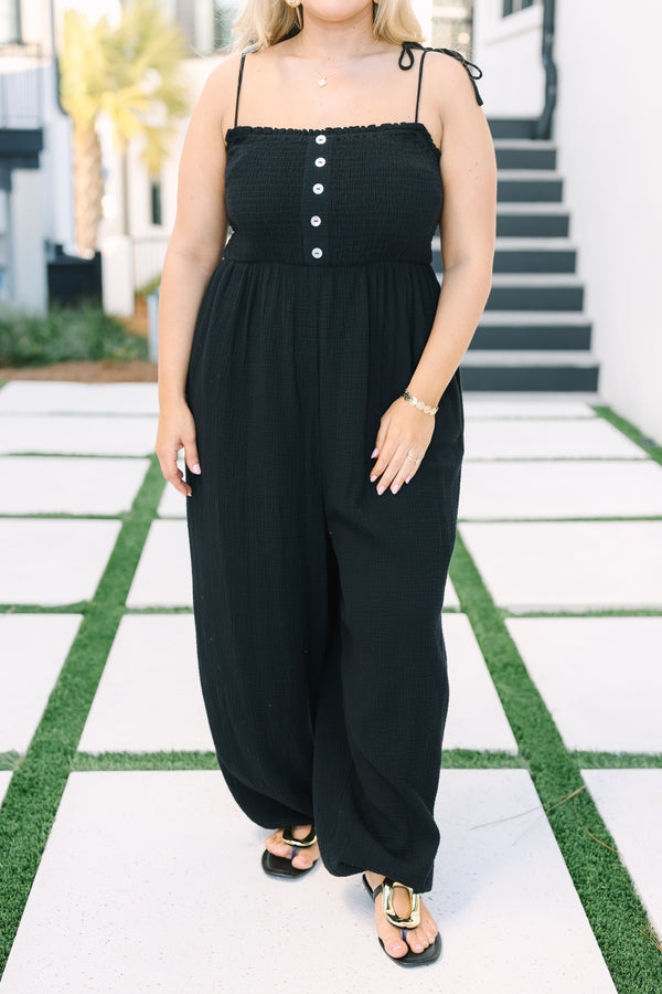 Chic Soul plus size clothing, black sleeveless pants square neck jumpsuit