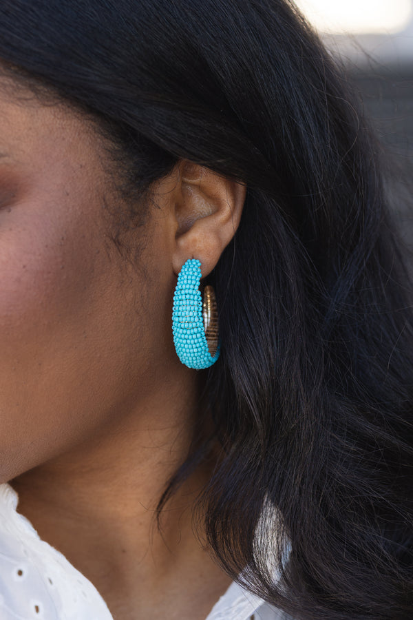 Chic Soul plus size clothing, turquoise beaded hoops 