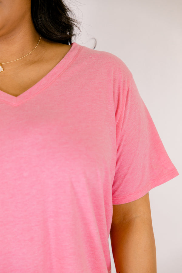 Bright Days Tee, Heather Fuchsia