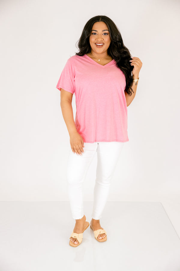 Bright Days Tee, Heather Fuchsia