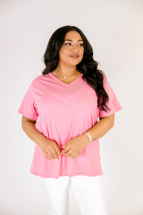 Bright Days Tee, Heather Fuchsia