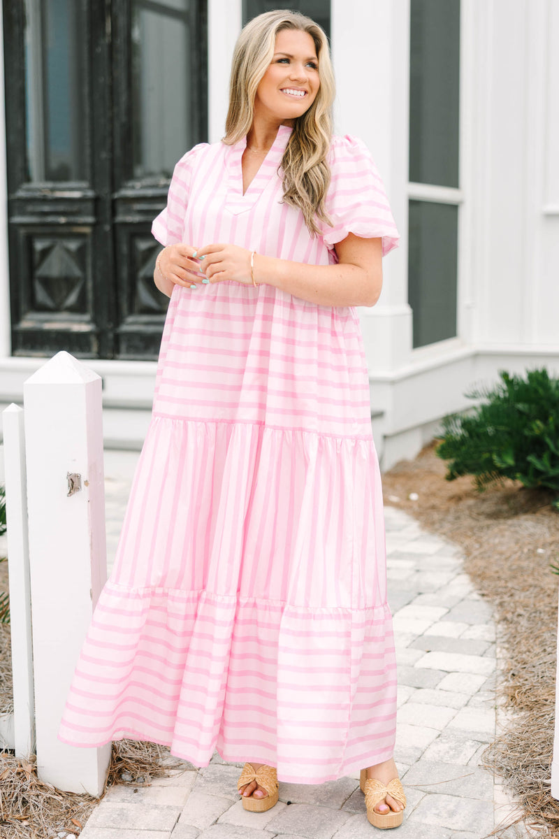 pink tiered plus size dress Women's Vivid Palms Dress, Pink