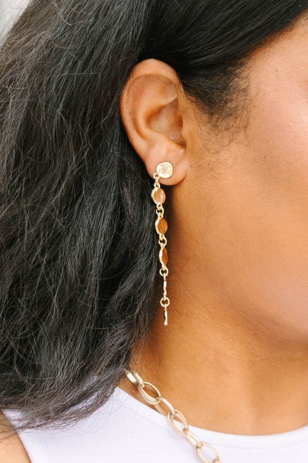 Chic Soul plus size clothing, gold dot chain duster drop down earrings