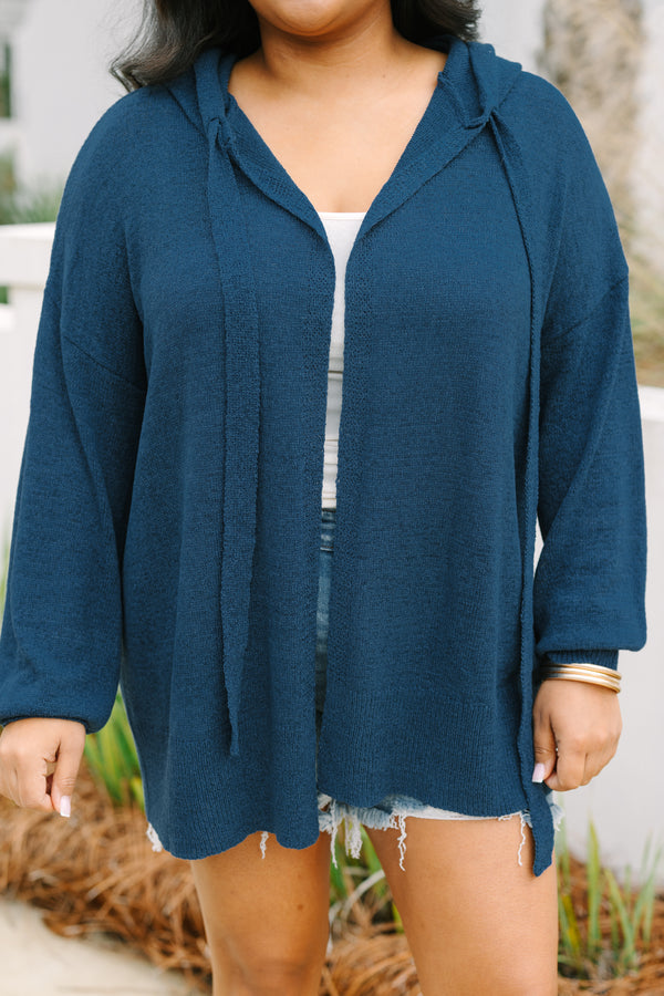 Chic Soul plus size clothing, navy long sleeve open cardigan