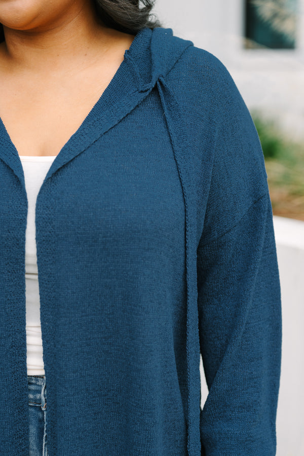 Chic Soul plus size clothing, navy long sleeve open cardigan