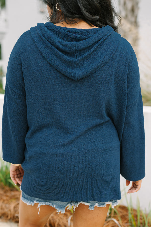 Chic Soul plus size clothing, navy long sleeve open cardigan