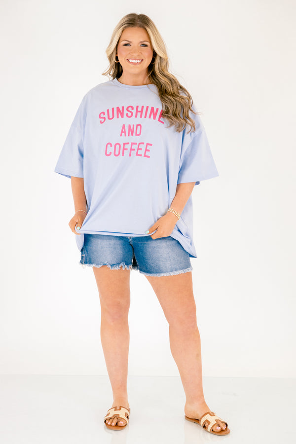 Chic Soul plus size clothing, ash blue short sleeve boyfriend tee with 