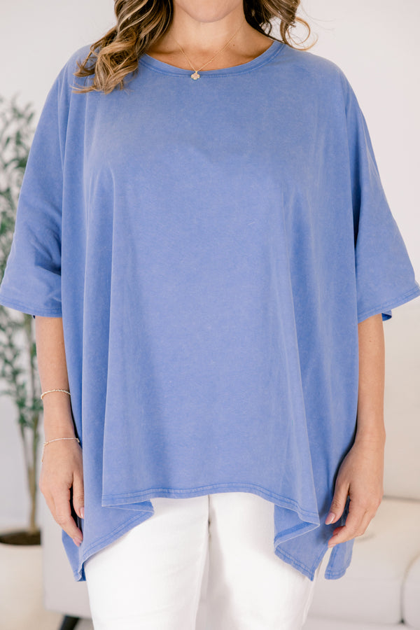 Chic Soul plus size clothing blue short sleeve flowy tunic