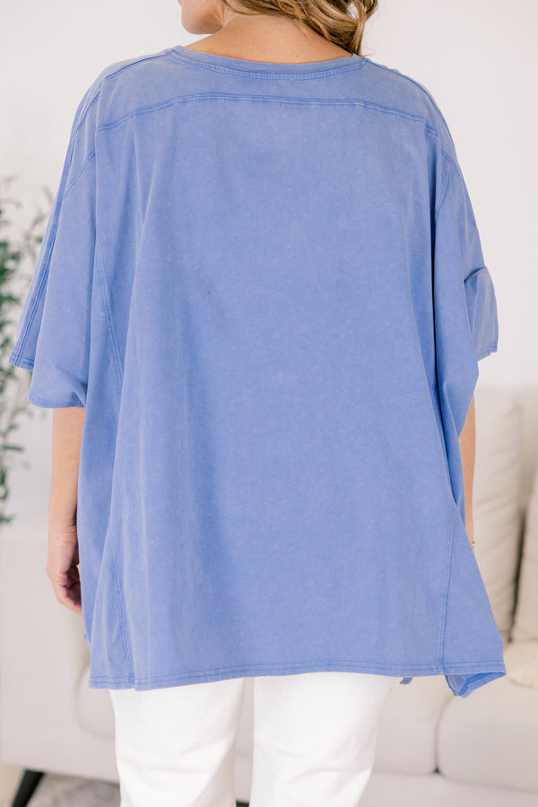Chic Soul plus size clothing blue short sleeve flowy tunic