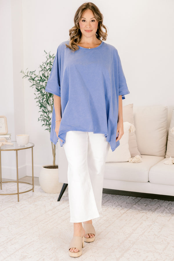 Chic Soul plus size clothing blue short sleeve flowy tunic