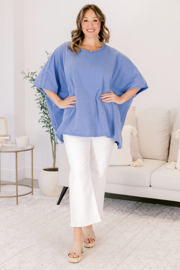 Chic Soul plus size clothing blue short sleeve flowy tunic