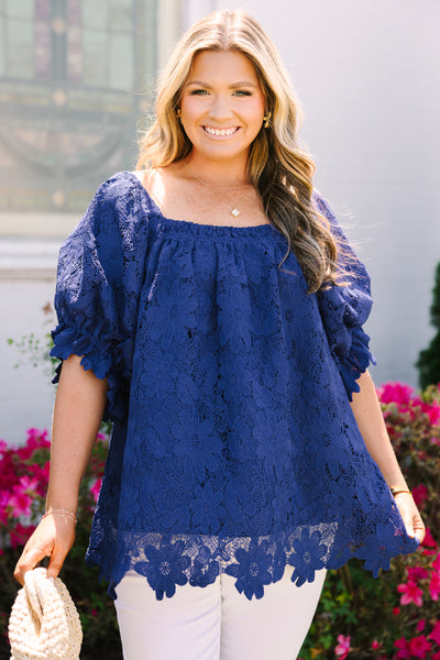Cozy Love Top, Navy Lace – Chic Soul