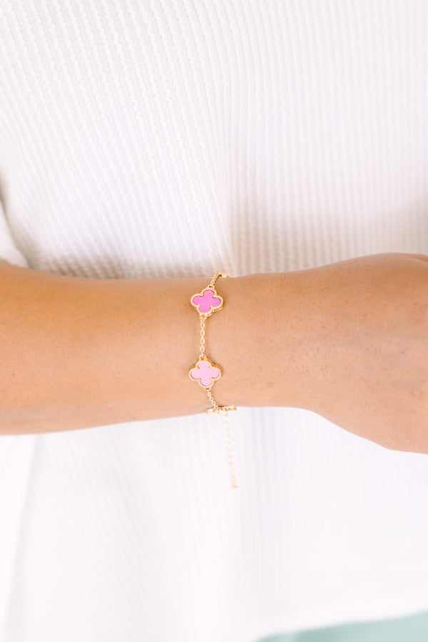 Chic Soul plus size clothing, pink and orange clover charm chain bracelet