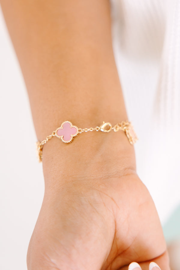 Chic Soul plus size clothing, pink and orange clover charm chain bracelet