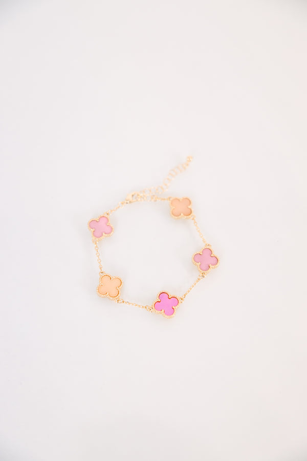 Chic Soul plus size clothing, pink and orange clover charm chain bracelet
