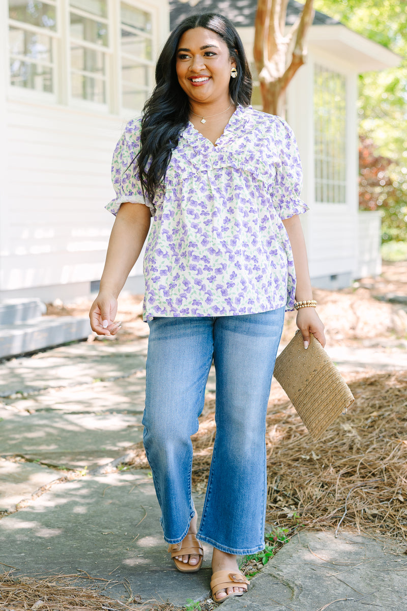 Dancing For Fun Top, Purple Floral – Chic Soul