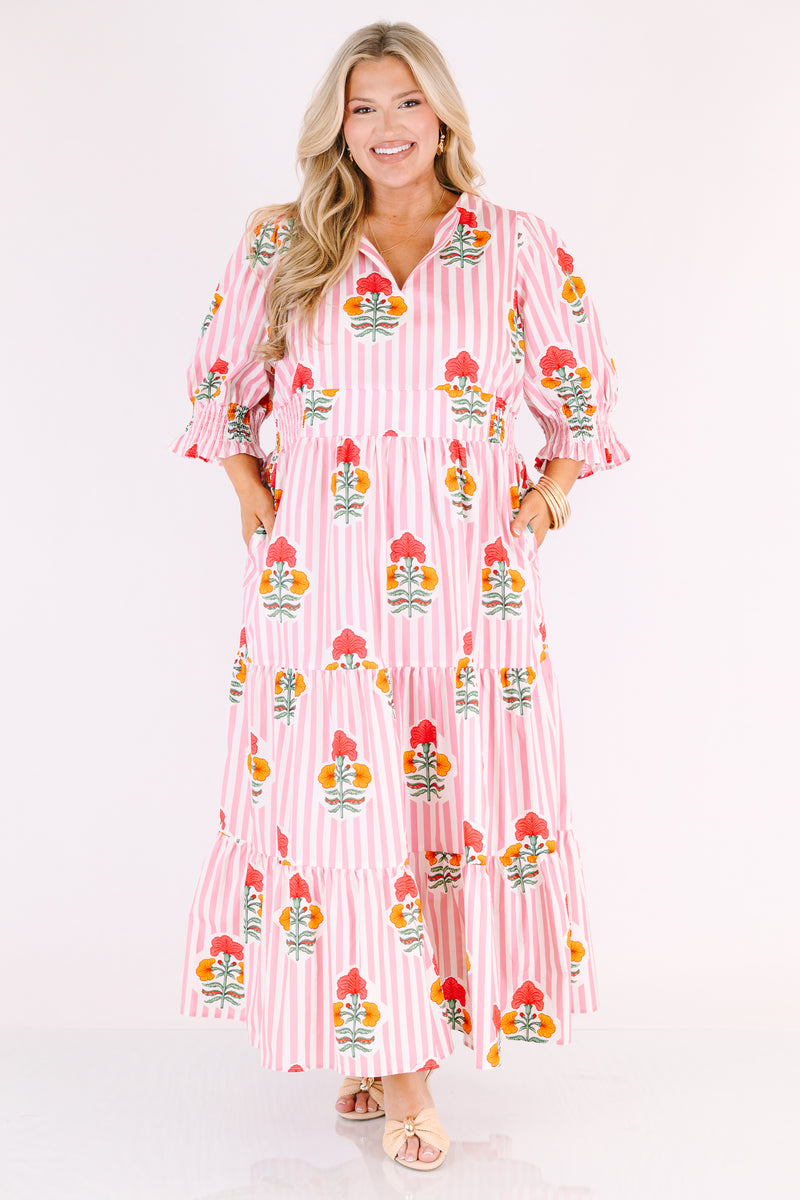 half pink half orange dress Luxe Ombre Midi Dress Orange