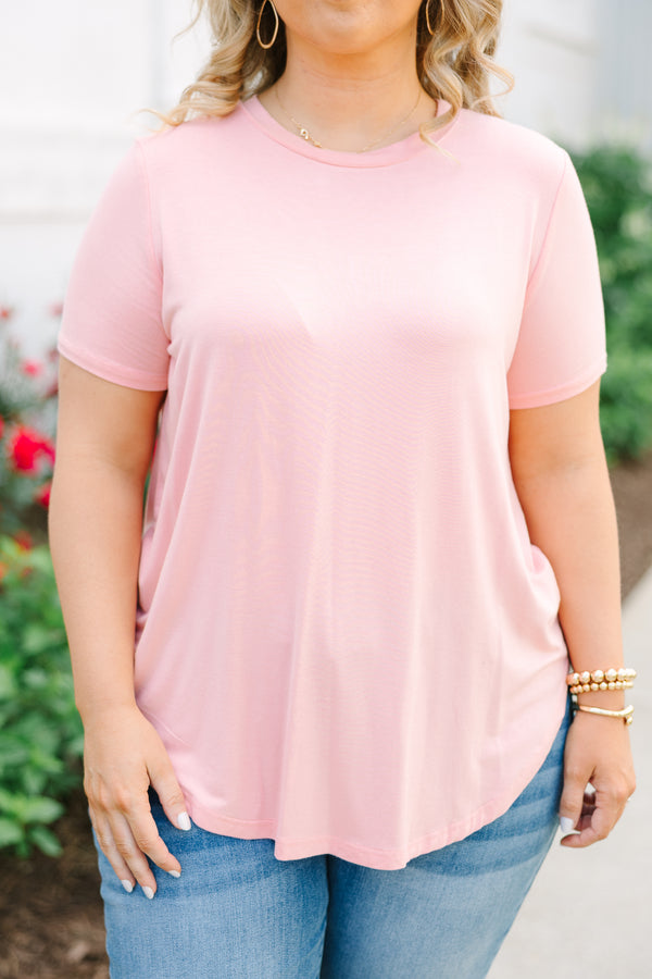 Chic Soul plus size clothing, blush pink casual short sleeve top