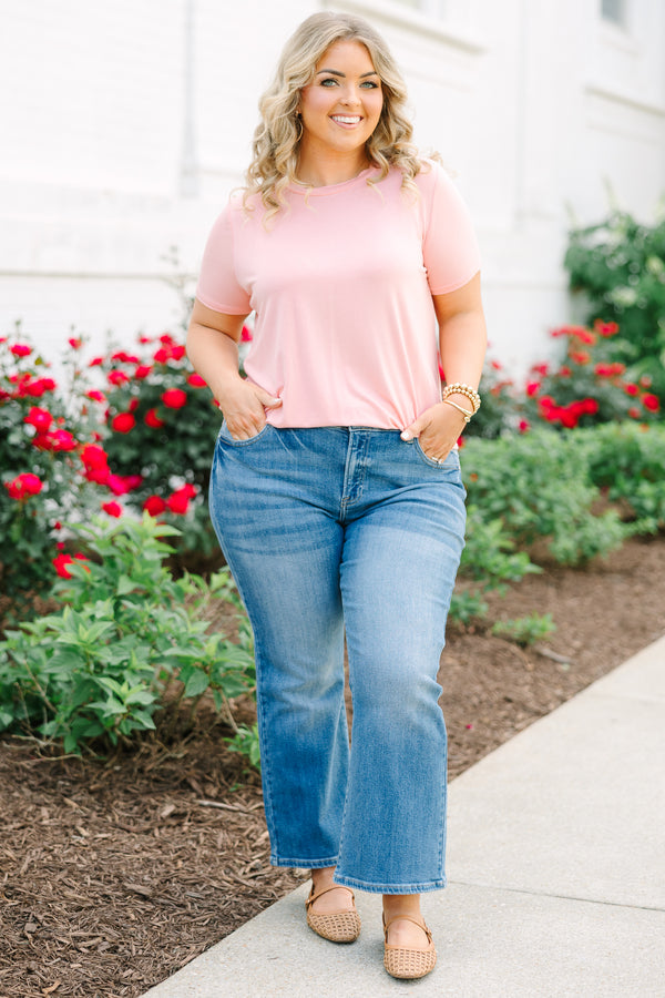 Chic Soul plus size clothing, blush pink casual short sleeve top