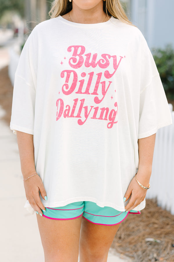 Chic Soul plus size clothing, off white oversized boyfriend tee with 