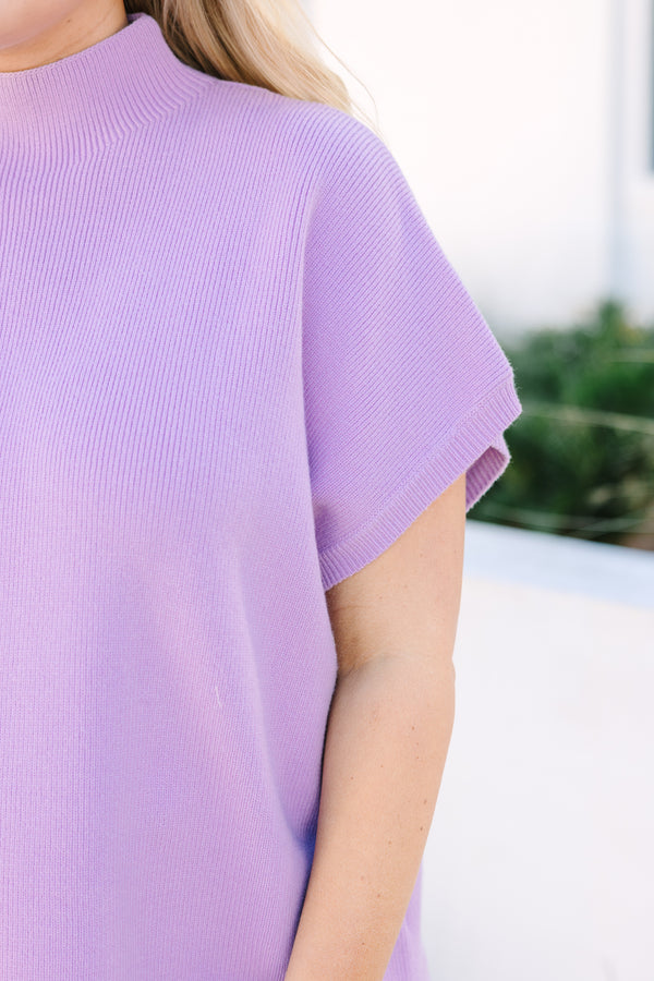 Chic Soul plus size clothing, light purple short sleeve high neck sweater