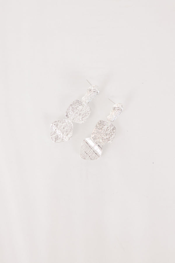 Chic Soul plus size clothing, silver two circle teardrop earrings