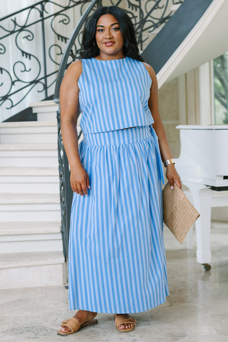 blue and white cotton maxi dress Botanic Muse Maxi Dress Light Blue/White / M