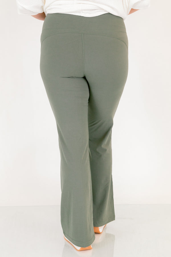 Chic Soul plus size clothing, dark grey green high waisted athletic flair leggings